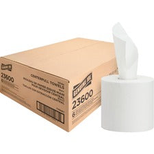 Genuine Joe Centerpull Paper Towels 2 Ply - 8.13" Width x 7.56" Length - 600 Sheets/Roll - 3 1/16" Core - White - Fiber - 6 / Carton