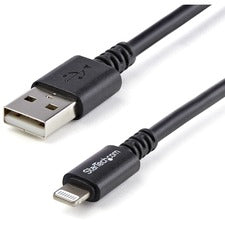StarTech.com Sync/Charge Lightning/USB Data Transfer Cable 9.84 ft Lightning/USB Data Transfer Cable for iPhone, iPod, iPad, Mobile Device - First End: USB - Second End: 8-pin Lightning - 480 Mbit/s - MFI - Nickel Plated Connector - 20/28 AWG - Black - 1