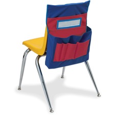 Pacon Chair Storage Pocket Chart 6 Pocket(s) - 18.50" Height x 14.50" Width x 2.50" Depth - Blue, Red - Polyester - 1 Each