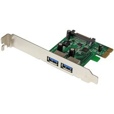 StarTech.com 2 Port PCI Express (PCIe) SuperSpeed USB 3.0 Card Adapter with UASP - SATA Power PCI Express x1 - Plug-in Card - 2 USB Port(s) - 1 SATA Port(s) - UASP Support - PC, Linux - TAA Compliant