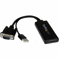 StarTech.com VGA to HDMI Adapter with USB Power & Audio 1 x 15-pin HD-15 - Male, 1 x 4-pin USB Type A - Male - 1 x 19-pin HDMI Digital Audio/Video - Female - Black - 1 Each
