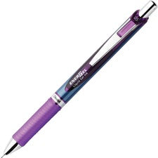 EnerGel EnerGel RTX Liquid Gel Pen 0.5 mm Fine Needle Pen Point - Refillable - Retractable - Violet Ink - Gel-based - Blue Stainless Steel Barrel - Metal Tip - 1 Each