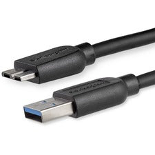 StarTech.com 2m (6ft) Slim SuperSpeed USB 3.0 A to Micro B Cable - M/M 6.56 ft USB/USB Micro-B Data Transfer Cable for Hard Drive, Card Reader, Video Capture Card, Notebook, PC - First End: 1 x 9-pin USB 3.0 Type A - Male - Second End: 1 x 10-pin Micro US