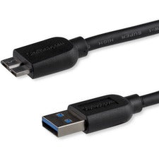 StarTech.com 0.5m (20in) Slim SuperSpeed USB 3.0 A to Micro B Cable - M/M 1.64 ft USB/USB Micro-B Data Transfer Cable for Hard Drive, Card Reader, Tablet, Phone, Notebook, PC - First End: 1 x 9-pin USB 3.0 Type A - Male - Second End: 1 x 10-pin Micro USB