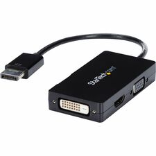 StarTech.com Travel A/V Adapter: 3-in-1 DisplayPort to VGA DVI or HDMI Converter 1 x 20-pin DisplayPort Digital Audio/Video Male - 1 x 25-pin DVI-D Digital Video Female, 1 x 19-pin HDMI Digital Audio/Video Female, 1 x 15-pin HD-15 VGA Female - 1920 x 1200