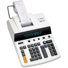 Canon CP1213DIII Desktop Printing Calculator Dual Color Print - Dot Matrix - 4.8 lps - Ergonomic Design, Independent Memory, Item Count - 0.67" - 12 Digits - Fluorescent - AC Supply Powered - 6" Height x 11" Width x 17" Depth - White - 1 Each
