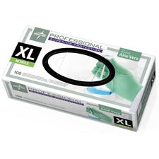 Medline Professional Series Aloetouch Gloves 5.9 mil Thickness x 9.50" Glove Length - X-Large Size - Green - Latex-free, Non-sterile, Textured - For Laboratory Application - 100 / Box