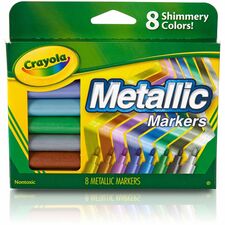 Crayola 8-color Metallic Markers Cobalt Blue, Green Machine, Slick Silver, Copper Mine, Gold Ingot, Purple Steel, Black Iron, Pink Bling Ink - 8 / Set