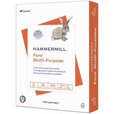 Hammermill Fore Multipurpose Copy Paper - White 96 Brightness - Letter - 8 1/2" x 11" - 20 lb Basis Weight - Acid-free - White - 500 / Ream