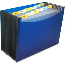 C-Line Letter Expanding File 8 1/2" x 11" - 900 Sheets Capacity - 9" Expansion - 13 Pocket(s) - 12 Divider(s) - Blue - Expandable Gusset, Adhesive Label - 1 Each
