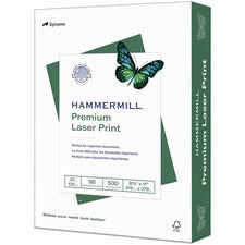 Hammermill Premium Laser Print Paper - White 98 Brightness - Letter - 8 1/2" x 11" - 32 lb Basis Weight - Ultra Smooth - Acid-free, Jam-free, Archival-safe - White - 500 / Ream