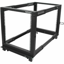 StarTech.com Rack Cabinet For Server, LAN Switch, A/V Equipment, Patch Panel, KVM Switch - 12U Rack Height x 19" Rack Width x 40" Rack Depth - Floor Standing Open Frame - Black - Steel, Cold Rolled Steel - 1.20 lb Static/Stationary Weight Capacity