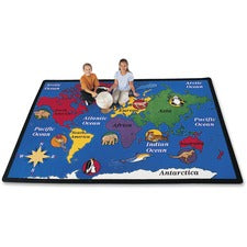 Carpets for Kids® Premium World Explorer Geography Area Rug 53.04" Length x 69.96" Width - Rectangle