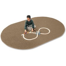 Carpets for Kids® Solid Color Mt. St. Helens Carpet Rug 108" Length x 72" Width - Oval - Tan - Nylon