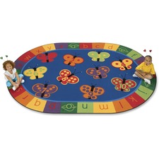 Carpets for Kids® KIDSoft™ 123 ABC Butterfly Fun Oval Rug 113" Length x 81" Width - Oval - Alphabet, Butterfly, Number