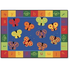 Carpets for Kids® KIDSoft™ 123 ABC Butterfly Fun Rectangle Rug 65" Length x 46" Width - Rectangle - Alphabet, Butterfly, Number