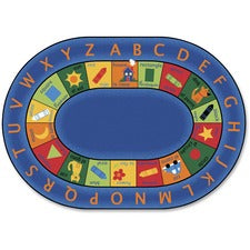 Carpets for Kids® Premium Bilingual Early Learning Oval Rug 113" Length x 81" Width - Oval - Bilingual Inner Squares