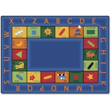 Carpets for Kids® Premium Bilingual Colorful Rectangle Rug 11.67 ft Length x 100" Width - Rectangle - Bilingual Inner Squares