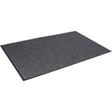 Crown Mats Oxford Wiper Scraper Mat Floor - 60" Length x 36" Width x 0.375" Thickness - Rectangular - Olefin, Vinyl - Black, Gray - 1 Each