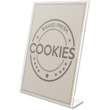 Deflecto Anti-Glare Slanted Sign Holder Portrait - 11" Height x 8.5" Width x 2.5" Depth - Acrylic - Clear - Anti-glare, Scratch Resistant, Durable, Heavy Duty, Double-sided - 1 Each