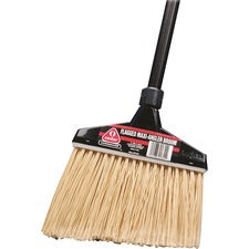O-Cedar Commercial MaxiPlus Professional Angle Broom Synthetic, Polyethylene Terephthalate (PET) Bristle - 14" Brush Face - 48" Handle Length x 0.94" Handle Diameter - Metal Handle - Black, Natural - 1 Each
