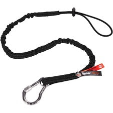 Ergodyne Squids 3100 Single Carabiner Tool Lanyard - 10lbs Adjustable - 10 lb Load Capacity - Standard - Carabiner Attachment - 42.1" Length - Black - Nylon Webbing, Aluminum - 6 / Carton