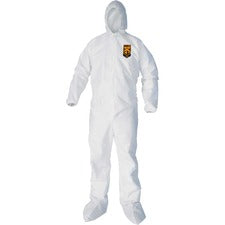 Kleenguard A40 Coveralls - Zipper Front, Elastic Wrists, Ankles, Hood & Boots Medium - Liquid, Flying Particle Protection - White - Hood, Zipper Front, Elastic Wrist, Elastic Ankle, Breathable, Low Linting - 25 / Carton