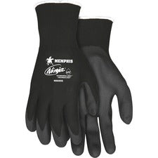 MCR Safety Ninja HPT Nylon Safety Gloves Small Size - Black - Anti-bacterial - For Landscape, Material Handling - 2 / Pair