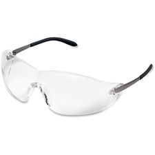 Crews BlackJack Metal Alloy Safety Glasses Eye, Ultraviolet Protection - Clear Lens - Chrome Frame - Side Shield, Scratch Resistant, Non-slip, Wraparound Lens - 1 Each