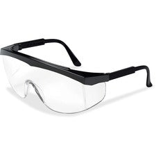 Crews Stratos Wraparound Design Glasses Ultraviolet Protection - Clear Lens - Black Frame - Adjustable Temple, Comfortable, Lightweight, Scratch Resistant - 1 Each