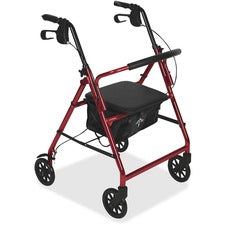 Medline Basic Steel Rollators 350 lb Load Capacity - 6" Wheel - Red