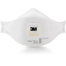 3M Aura Particulate Respirator Particulate, Dust, Fog Protection - White - Comfortable, Adjustable Nose Clip, Disposable, Lightweight, Exhalation Valve, Collapse Resistant - 10 / Box
