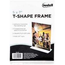 Golite nu-dell Double-sided Sign Holder 5" Width x 7" Height - Rectangular Shape - Double Sided - Self-standing - Signage, Photo, Notice - Plastic - Clear - 1 Each
