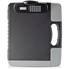 Officemate Portable Storage Clipboard with Calculator Heavy Duty - Plastic - Charcoal Black - 1 Each