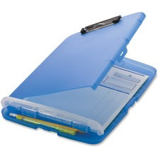 Officemate Slim Clipboard Storage Box 1" Clip Capacity - 8 1/2" x 11" Sheet Size - Blue - 1 Each