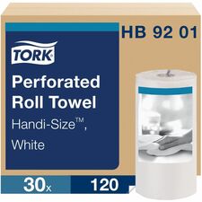 TORK Perforated Roll Paper Towels Absorbent, Perforated, Embossed - White - 30 / Carton