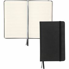 Samsill Classic Hardbound Journal 120 Sheets - 240 Pages - Front Ruling Surface - Ruled Front Ruling - 90 g/m² Grammage - 8.25" Height x 5.3" Width - Off White Paper - Black PU Leather Cover - Hard Cover, Bookmark, Acid-free, Elastic Band Closure, Ri