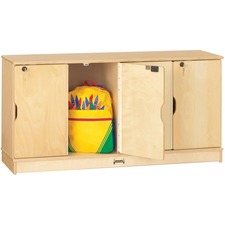 Jonti-Craft Single Stack 4-Section Student Lockers 48.5" Width x 15" Depth x 23.5" Height - Stackable, Lockable, Sturdy, Key Lock, Kick Plate - Wood Grain - Baltic Birch Plywood