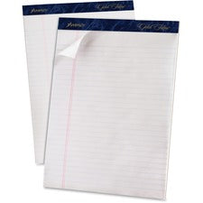 TOPS Gold Fibre Ruled Perforated Writing Pads - Letter 50 Sheets - Watermark - Stapled/Glued - Front Ruling Surface - 0.34" Ruled - Ruled Margin - 20 lb Basis Weight - Letter - 8 1/2" x 11 3/4" Sheet Size - White Paper - Dark Blue Binding - Micro Perforat