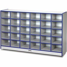 Jonti-Craft Rainbow Accents Toddler Single Storage 30 Compartment(s) - 35.50" Height x 57.50" Width x 15" Depth - Laminated, Chip Resistant - Blue - Rubber - 1 Each
