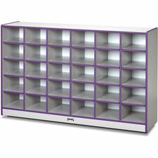 Jonti-Craft Rainbow Accents Toddler Single Storage 30 Compartment(s) - 35.50" Height x 57.50" Width x 15" Depth - Laminated, Chip Resistant - Purple - Rubber - 1 Each