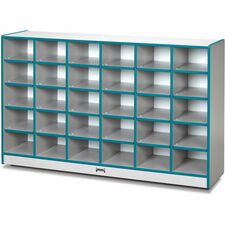 Jonti-Craft Rainbow Accents Toddler Single Storage 30 Compartment(s) - 35.50" Height x 57.50" Width x 15" Depth - Laminated, Chip Resistant - Teal - Rubber - 1 Each