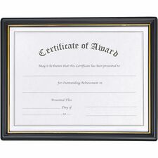 nudell Plastic Framed Award Certificate 8.50" x 11" Frame Size - Rectangle - Hanger - Plastic - Gold, Black - 1 Each