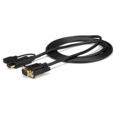 StarTech.com HDMI/VGA Video Cable 10 ft HDMI/VGA Video Cable Adapter for Video Device, Monitor, Projector, Chromebook, Notebook, Desktop Computer, MAC, Workstation, TV, Computer - First End: 1 x 19-pin HDMI Digital Audio/Video - Male, 1 x 5-pin Micro USB