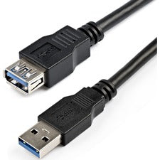 StarTech.com 2m Black SuperSpeed USB 3.0 Extension Cable A to A - M/F 6.56 ft USB Data Transfer Cable - First End: 1 x 9-pin USB 3.0 Type A - Male - Second End: 1 x 9-pin USB 3.0 Type A - Female - 5 Gbit/s - Shielding - Nickel Plated Connector - 24/28 AWG
