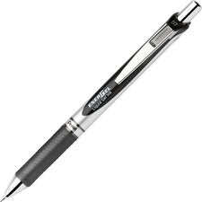 EnerGel EnerGel RTX Liquid Gel Pens 0.7 mm Medium Pen Point - Refillable - Retractable - Black Ink - Gel-based - Silver Barrel - Metal Tip - 1 Dozen