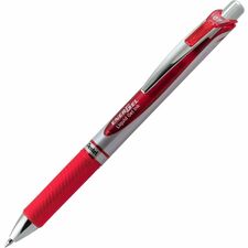 EnerGel EnerGel RTX Liquid Gel Pens 0.7 mm Medium Pen Point - Refillable - Retractable - Red Ink - Gel-based - Silver Barrel - Metal Tip - 1 Dozen
