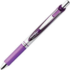 EnerGel EnerGel RTX Liquid Gel Pens 0.7 mm Medium Pen Point - Refillable - Retractable - Violet Ink - Gel-based - Silver Barrel - Metal Tip - 1 Dozen