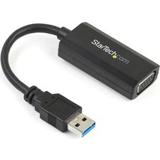 StarTech.com USB 3.0 to VGA Video Adapter with On-board Driver Installation - 1920x1200 1 x 9-pin Type A USB 3.0 USB Male - 1 x 15-pin HD-15 VGA Female - 1920 x 1200 Supported - Black - 1 Each