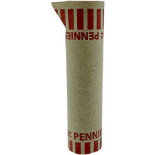 PAP-R Tubular Coin Wrappers Total $0.50 in 50 Coins of 1¢ Denomination - Heavy Duty, Burst Resistant - Kraft - Red - 1000 / Box